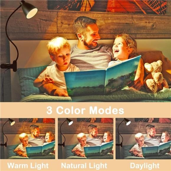 Desk Lamp 3 Color Modes 10 Brightness Dimmer Reading Light 10W 38 LED Clamp Lamp - Picture 2 of 6